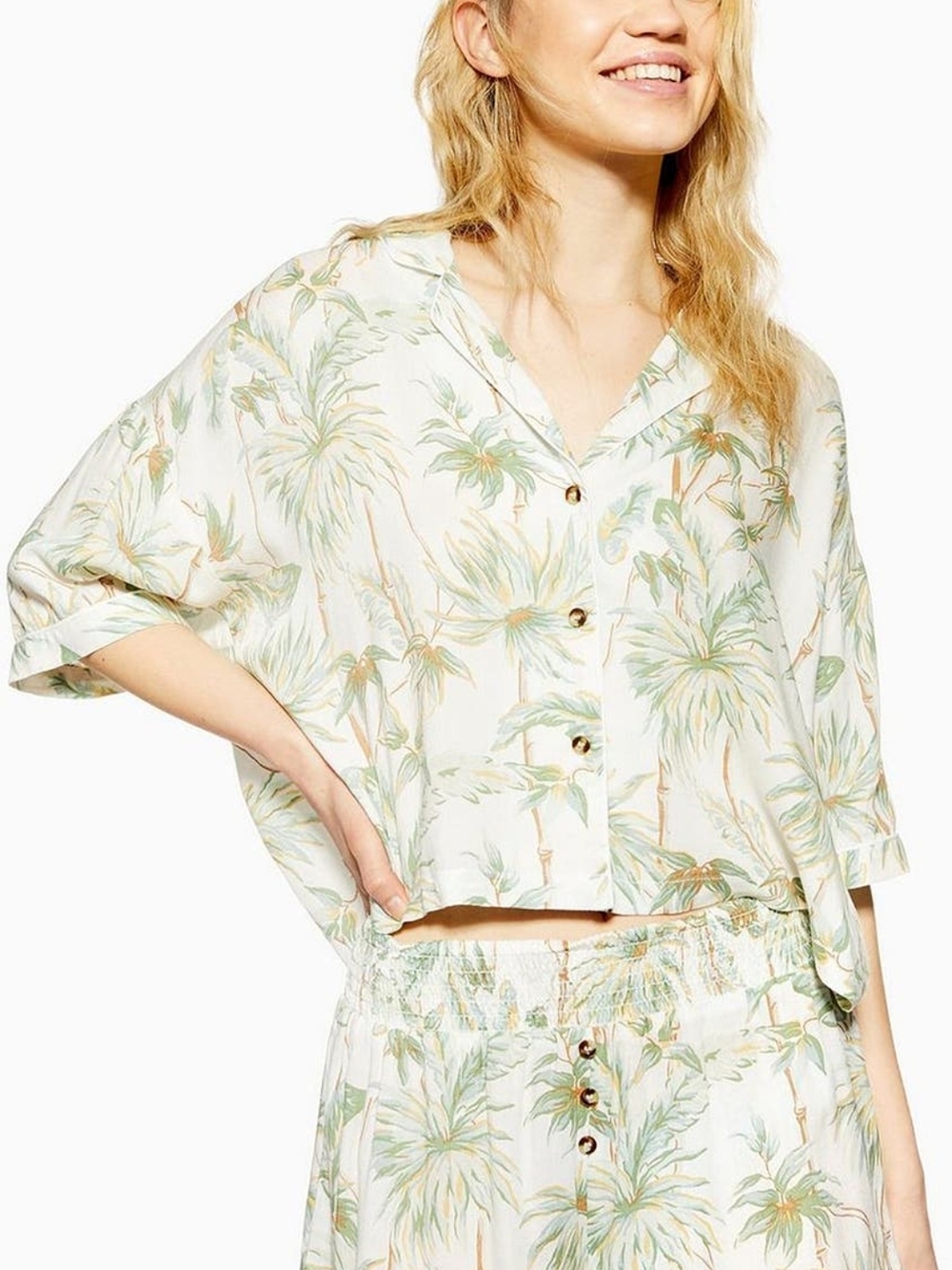 Topshop Tropical Palm Print Two-Piece Pajama Set